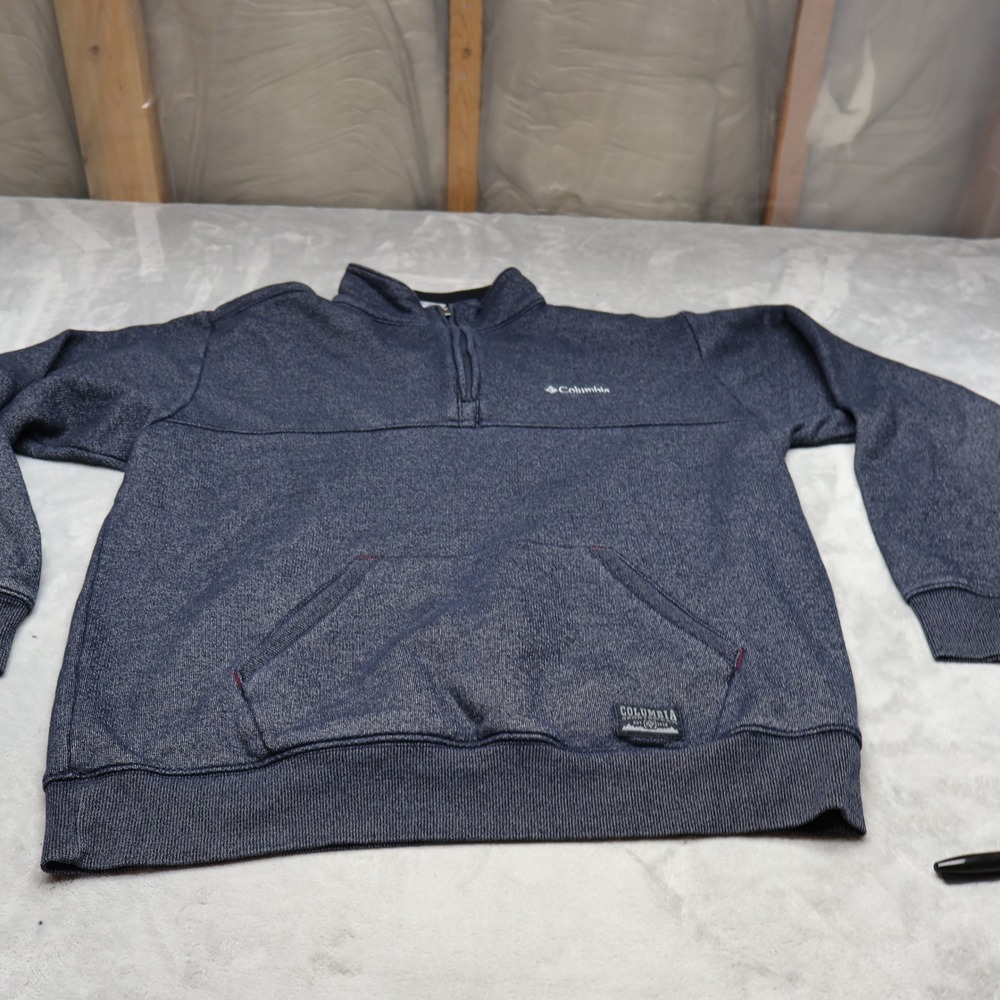 Columbia Sweatshirt Mens Large Blue Fleece 1/4 Zip Pullover Camping Outdoor Hike